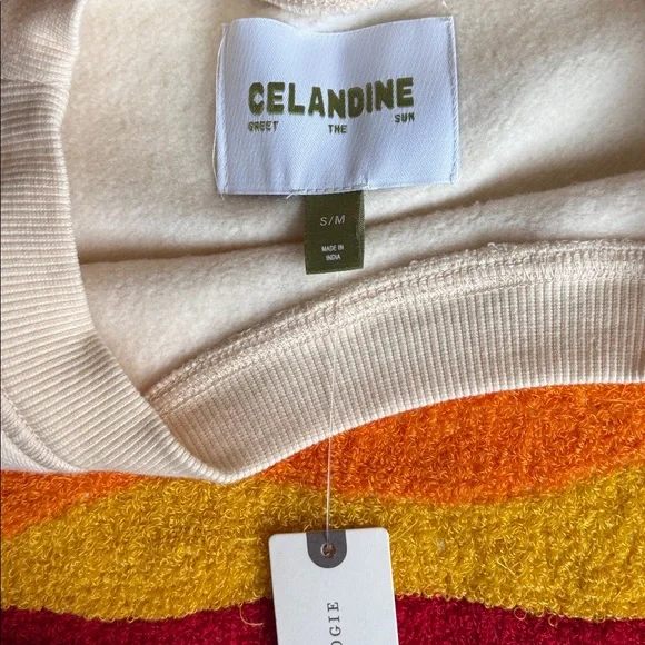 Celandine S/M Chasing Sunsets Cream Graphic Oversized Sweatshirt - Picture 2 of 5